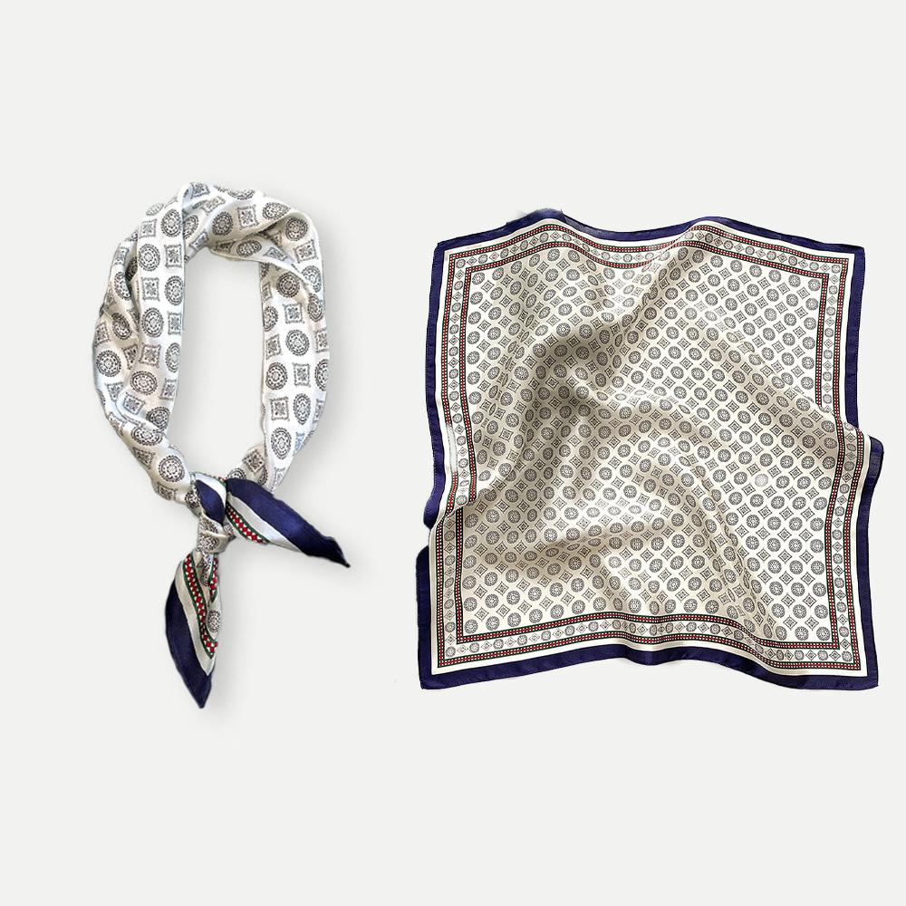 May Kaji American retro headband square scarf neck shirt with cashew flower paisley silk scarf suit accessories