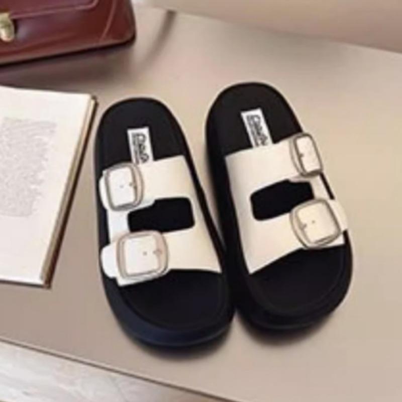 

Летние женские сандалии на плоской подошве с юбкой, новые модные и высококлассные шлепанцы на толстой подошве для выхода в свет. 40 белый