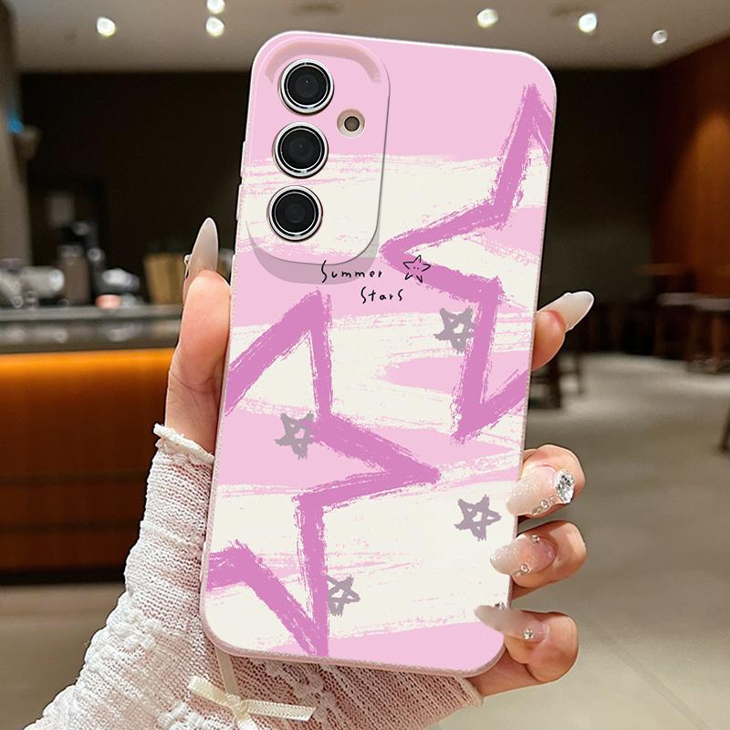 Creative Starry Stars Print Case For Samsung A57 A37 A17 A56 A36 A16 A55 A35 A15 A54 5G S21 FE S22 S23 S24 Plus S25 S26 Ultra Leather Texture Cover