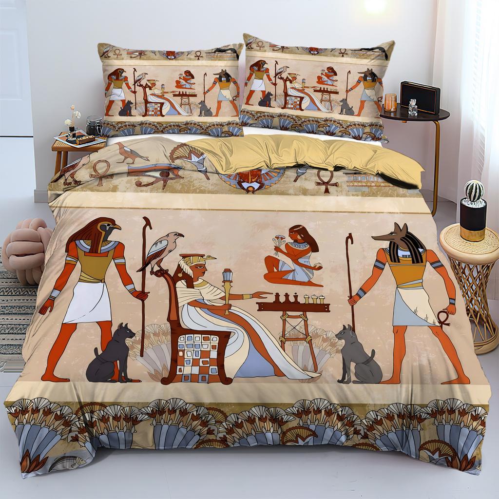 Mysterious Ancient Egyptian Pharaoh Pattern Print Quilt cover Retro exotic style Bedding Cover Luxury Home Textiles Duvet Cover