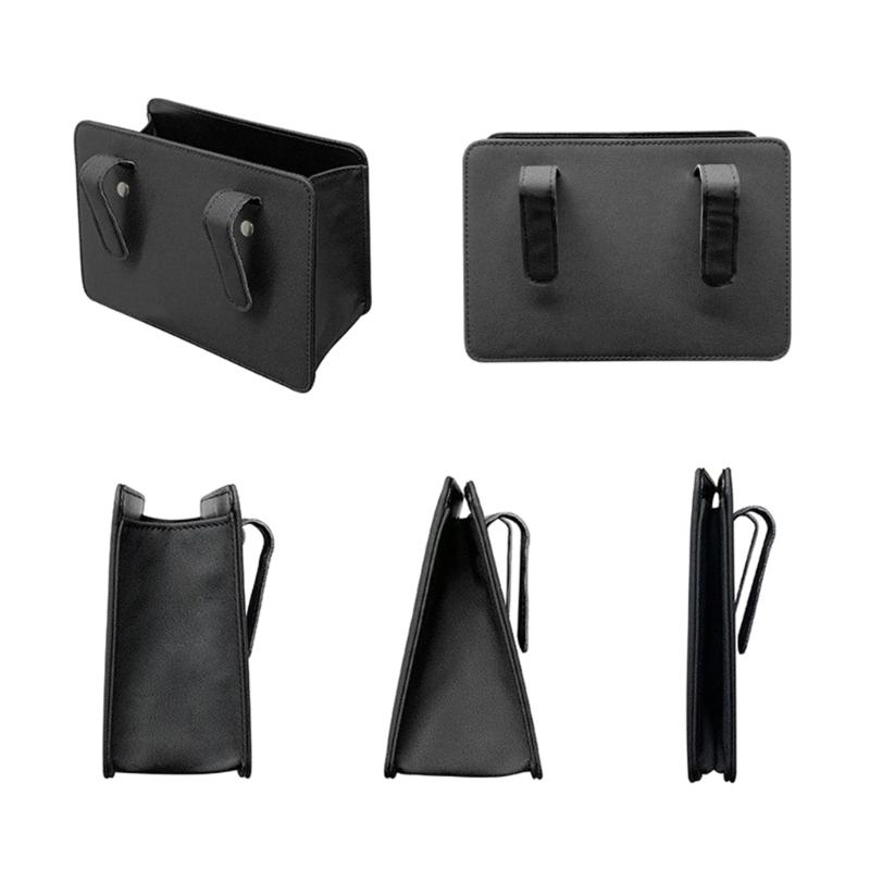Foldable Auto Storage Bag Leather Organizer with 30 Trash Bags Mini Trash Can for Seat Back Door Console Car Interior