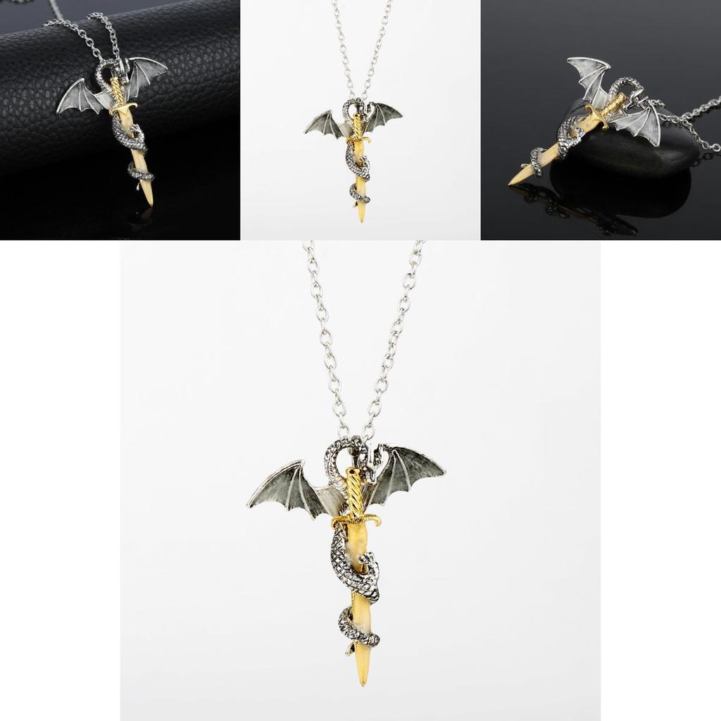 Luminous Winged Dragon Necklace With Alloy Pendant For Men And Women