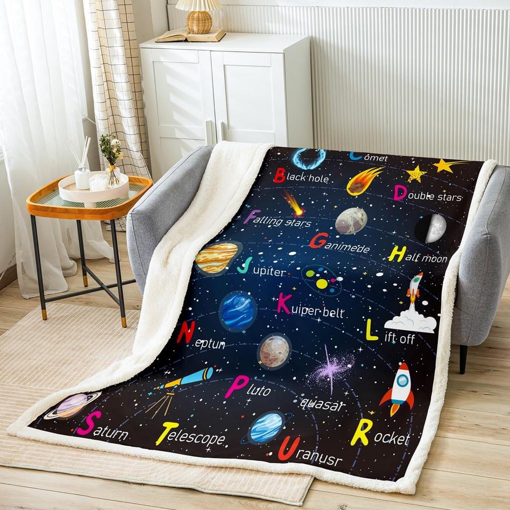 Counting Numbers Educational Blanket Soft Sherpa Throw Learning Tool for Kids Math Practice Bedroom Nursery Decor