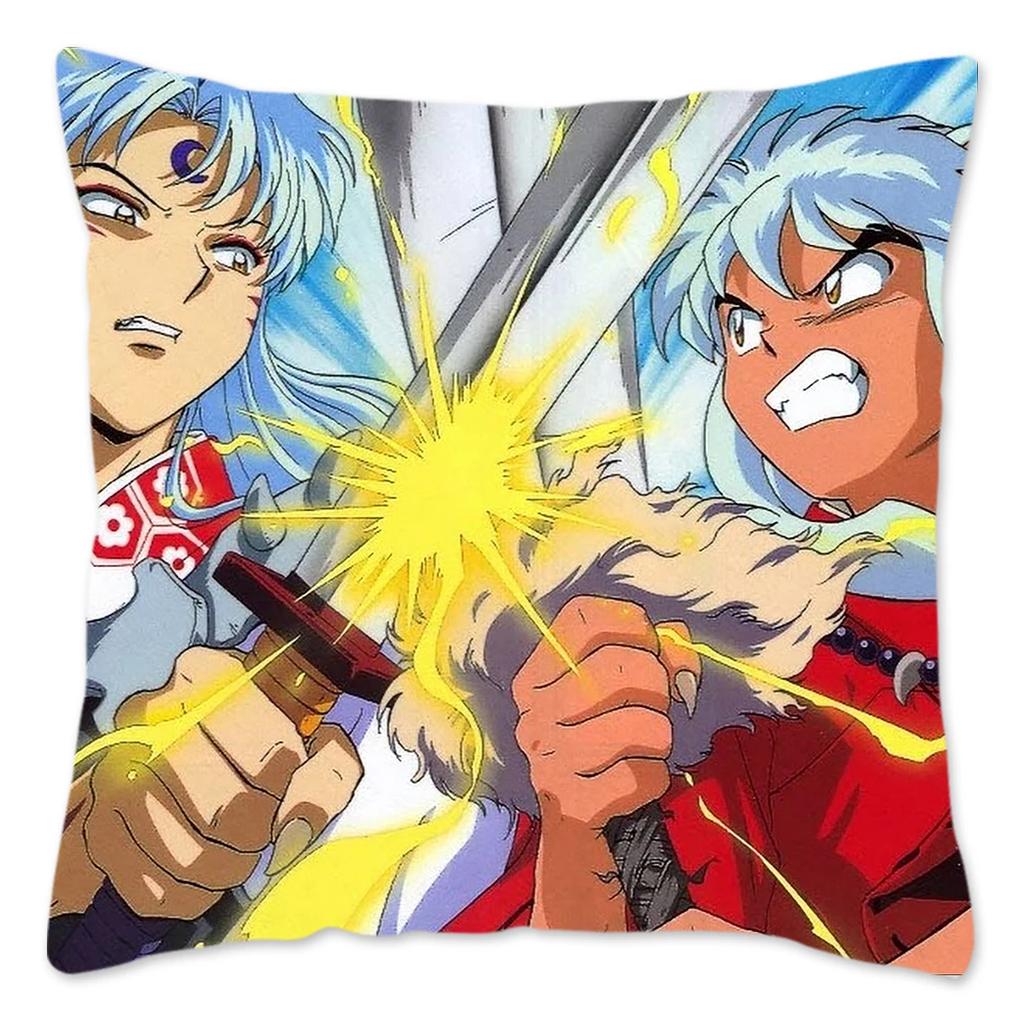 Japanese Anime Inuyasha Pillow Case Home Decoration Polyester Cushion Cover for Sofa Square Pillow Cover Gift for Friends