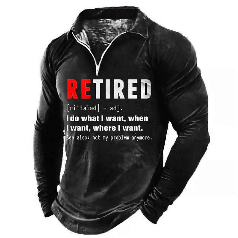 Printed Long Sleeved Men s Casual Zipper Polo Shirt S чёрный