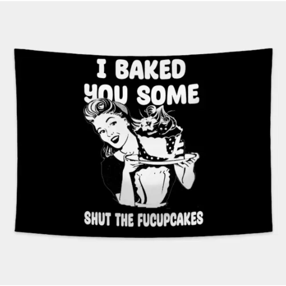 

Funny Retro Baking Tapestry Witty and Sarcastic Wall Art for a Quirky Playful and Unforgettably Unique Decor Statement 74x94cm(29x37in)