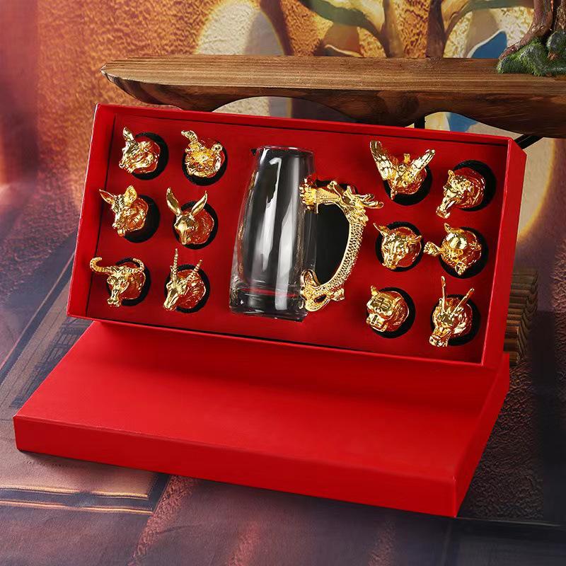 Twelve Zodiac Lead-Free Crystal Baijiu Cup Set