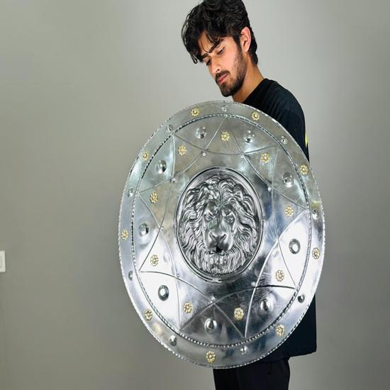 Lion Face Shield Crusader Round Shield Medieval Knight Armor Steel Polish Shield Best Gift