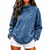 Women S Vintage Leopard Print High Neck Long Sleeve Loose Casual Hoodie