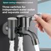 Dual Control Three Way Water Tap Double Outlet Diverter Tap New Three Tap Faucet Washing Machine