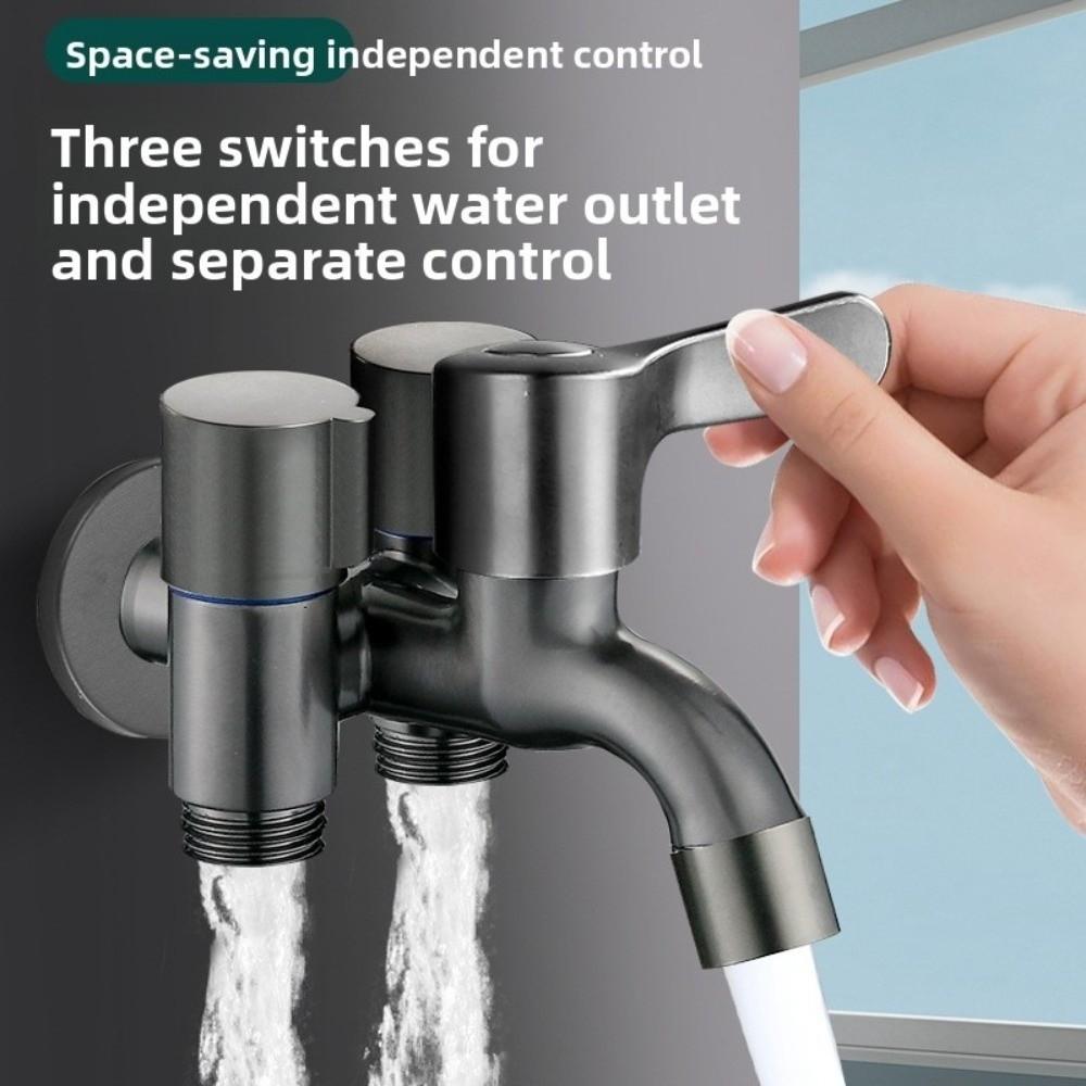 Double Outlet Three Way Water Tap Multifunction Angle Valve New Diverter Tap Washing Machine