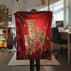 1PC Red Rose Animals Print Flannel Blanket, High Quality All Seasons, Home Decor, Warmth and Comfort, Perfect for Christmas Gifts
