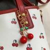 Large Capacity Cherry Crossbody Bag Cherry Pendant Square Tote Bag Bucket Shoulder Bag  Outdoor