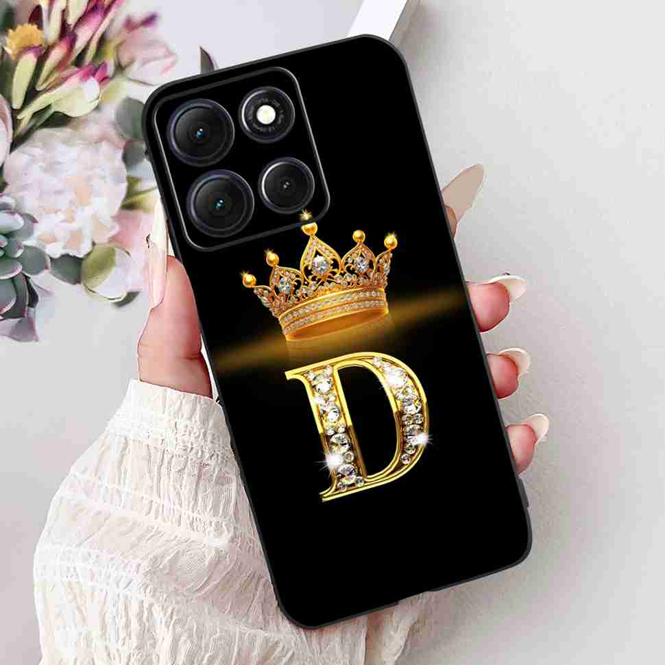 Hot For Motorola Moto G86 5G Case Crown Letters A-Z Soft Silicone Black TPU Cover For MOTO G86 XT2527-2 6.67" Protective Shell