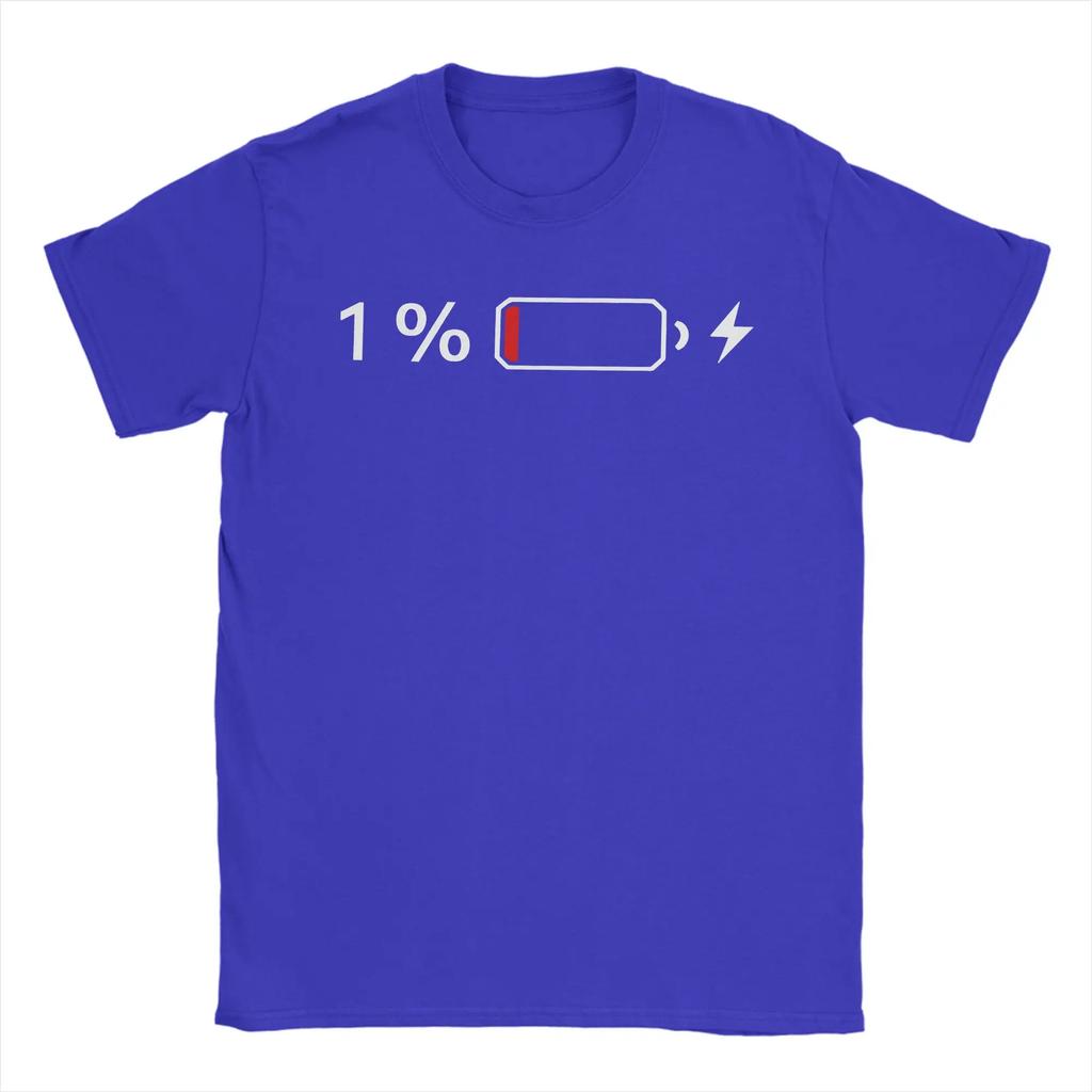 1% Battery T-Shirts for Men Cool Cotton Tees Crewneck Short Sleeve T Shirts Plus Size Clothes