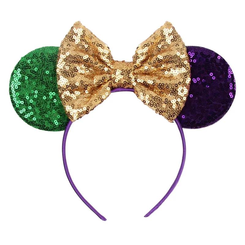 9.5 CM New Cute Glitter Crown Hairband Sequins Bows Mouse Ears Headband Kids Festival Party Cosplay Headband