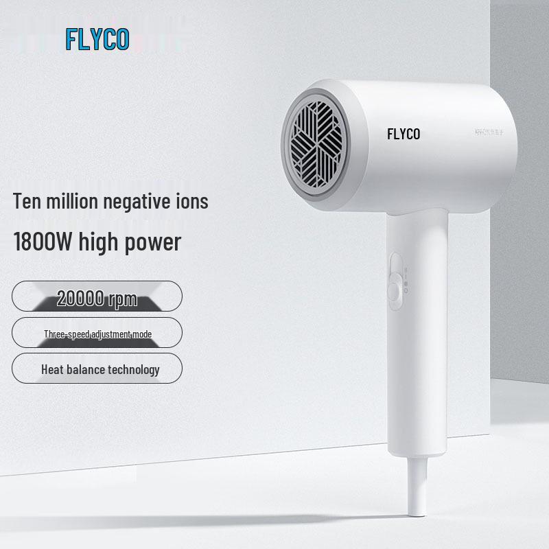 Flyco High Power Foldable Hair Dryer with Negative Ions for Damage-Free Quick Drying