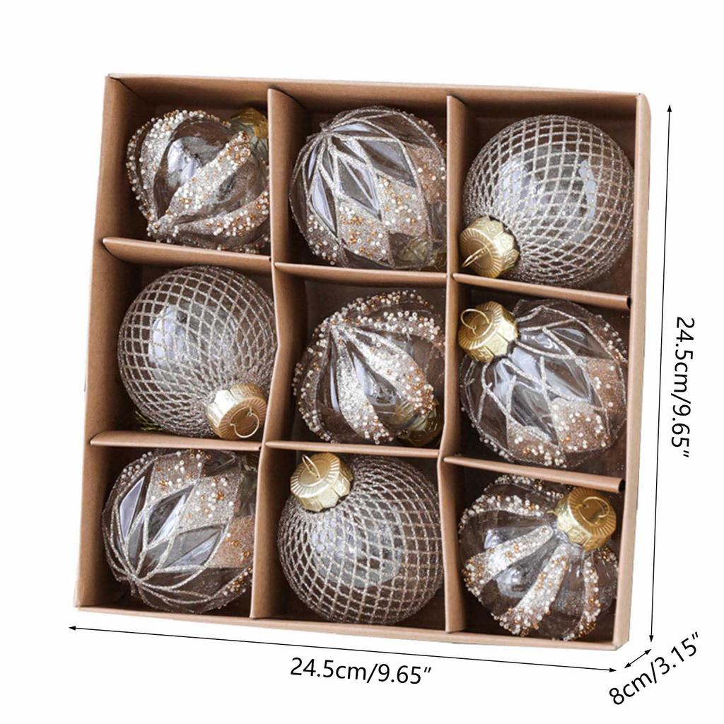9pcs Christmas Balls Ornament for Christmas Tree Shatterproof Bauble Decor Hanging Ball Holiday Wedding Party Decoration