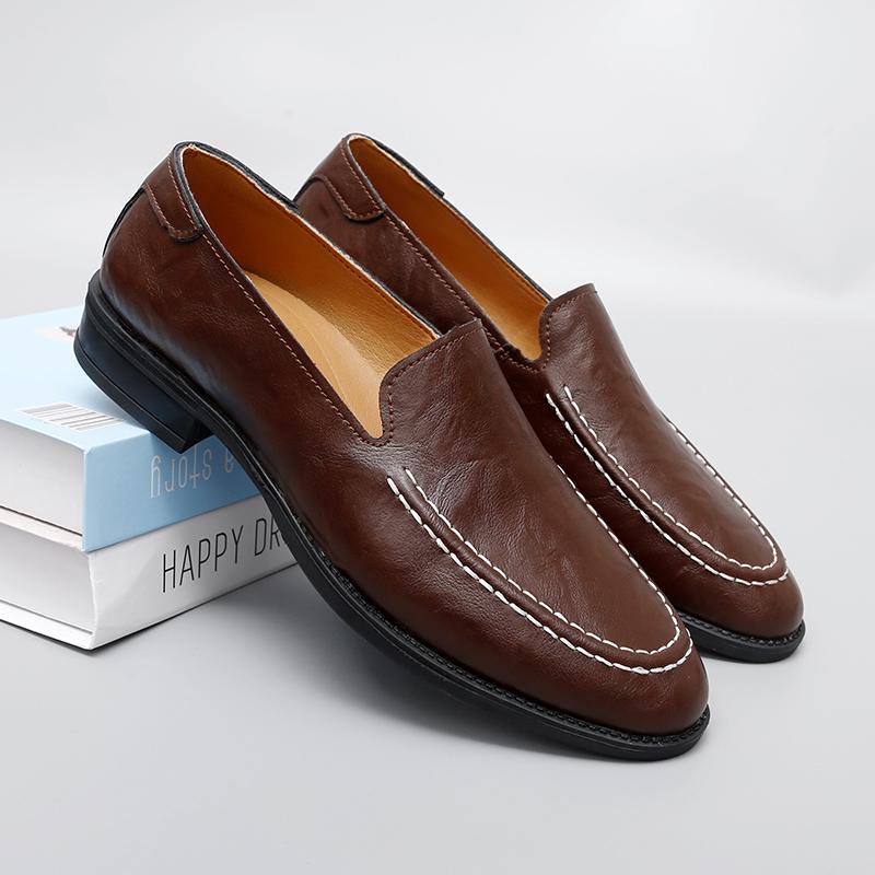 

Мужские повседневные туфли без застежек из натуральной кожи, мужские мокасины ручной работы, дышащие туфли для вождения, удобные туфли для лодок 12