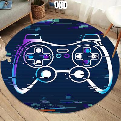 Gamepad 2D Gamer Throw Round Area Rug Carpet Non Slip Game Control Buttons Soft Machine Washable for Game Esports Bed Room