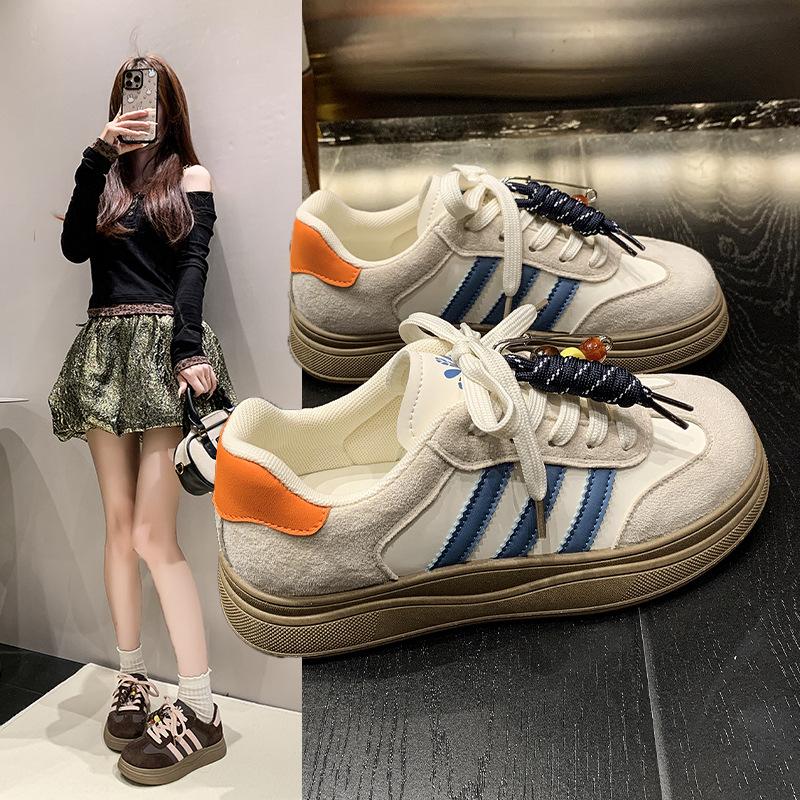 Popular German training shoes women's 2025 new summer lace mesh breathable student board shoes flat sports casual shoes women