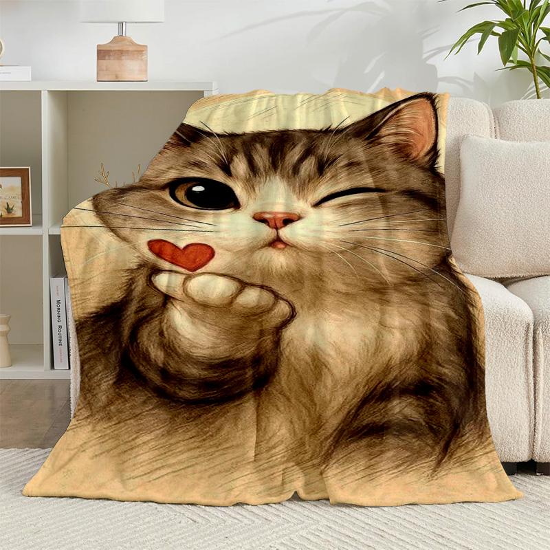 1PC Black Cat In Sunflower Town Flannel Blanket Gift, Suitable for Both Men And Women, Soft Ideal for Beds And Sofa, Birthday Or Christmas Gift