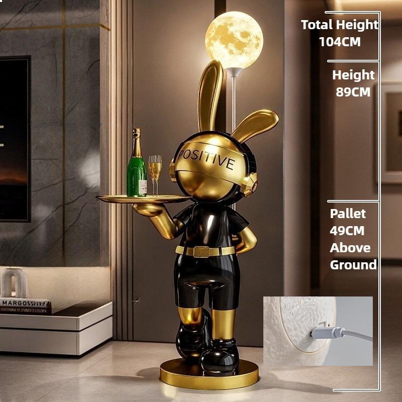 

Rabbit Sculptures with Light Groot Creative Astronaut Sculpture with Tray Funny Art Luxury Ornaments Home Living Room Decoration чёрный