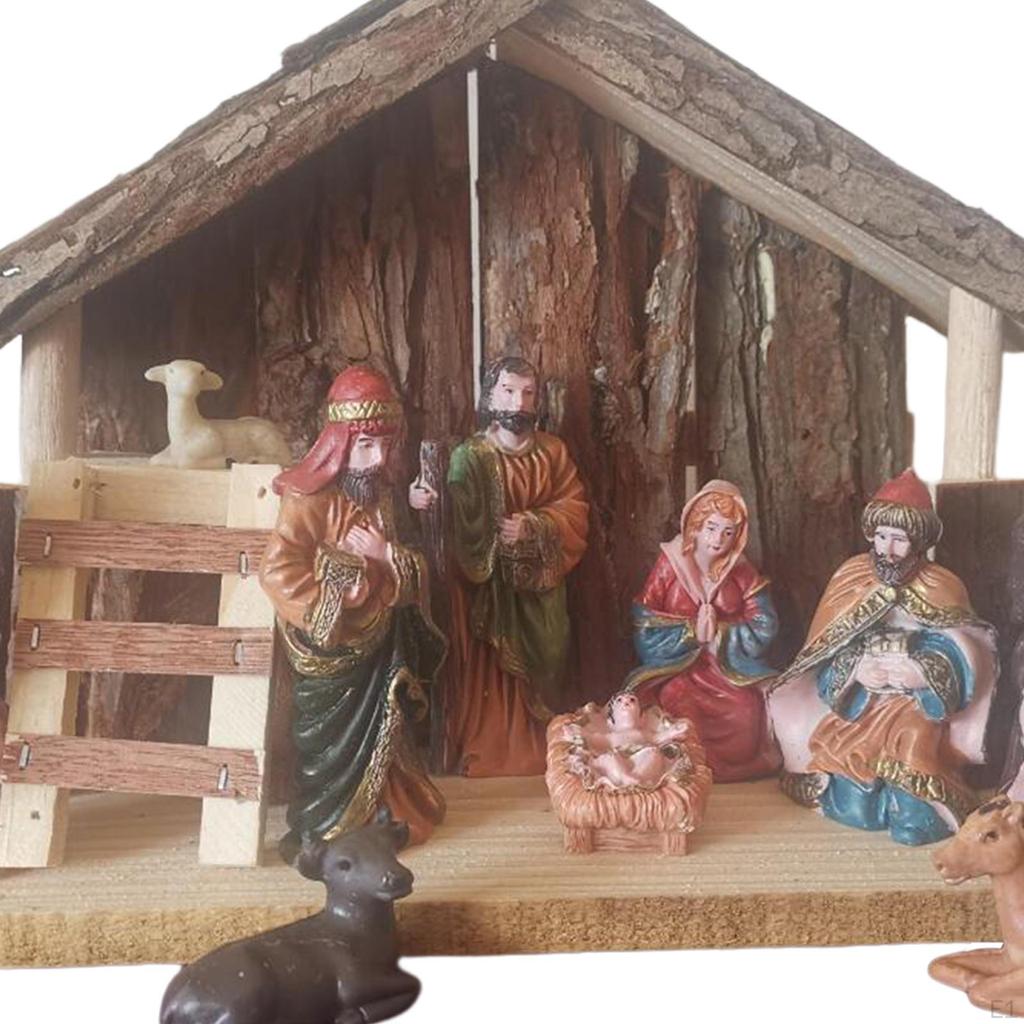 Mini Christmas Nativity Scene Family Figurine Collection for Home and Garden