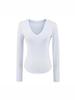 Korean V-Neck Long-Sleeve Slim Fit Sheer T-Shirt for Women - Autumn Essential