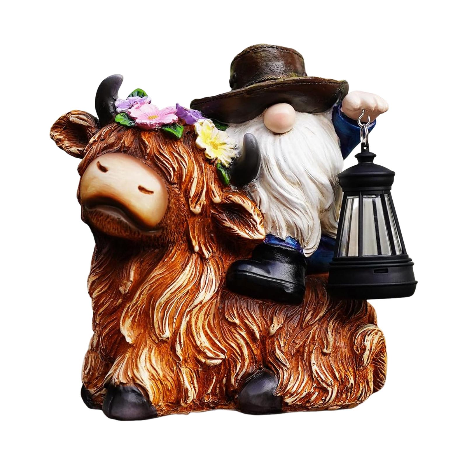 

Ride Bull Model Solar Lamp Garden Statue Lifelike Figurines Home Decoration for Outdoor Pond Garden Patio Yard Lawn
