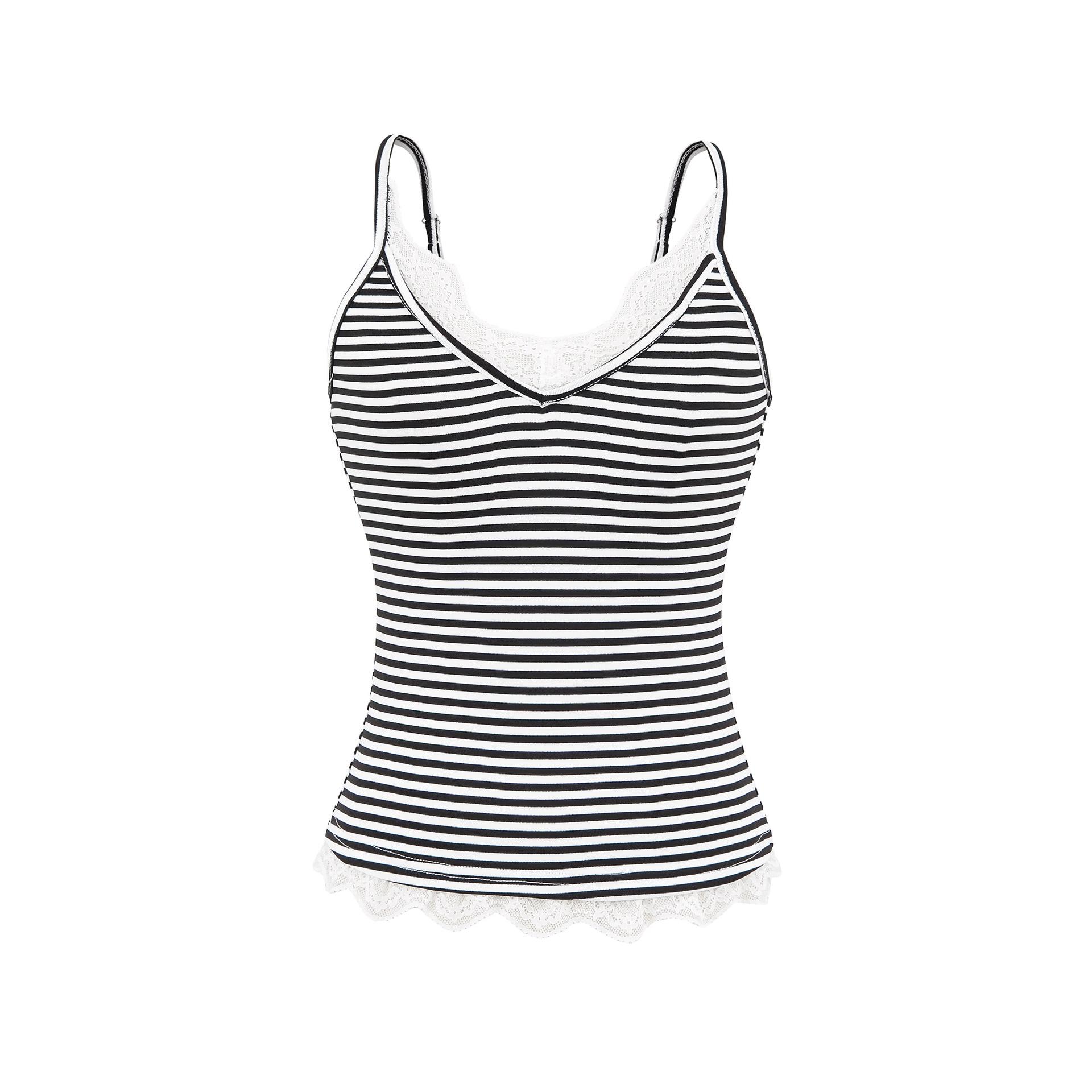 Lace Patchwork V-neck Slim Fit Vest - Women s Spring/Summer 2026 Small