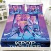 3pcsK-Pop Demon Hunters Printed Chipless Bed Sheet Set Multi Size Soft Bed Cover Bedroom Bedding Machine Washable