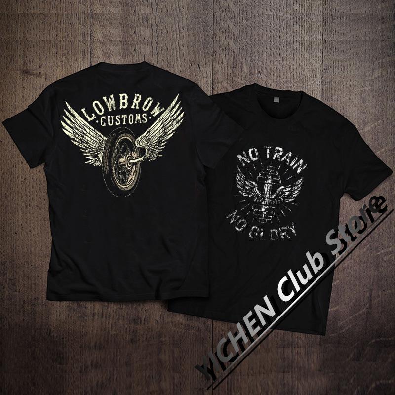 Europäisches und amerikanisches Motorrad Heavy Duty Kurzarm-T-Shirt Herren Rock Max Retro Baumwolle Harley Motorrad Print Herren Top