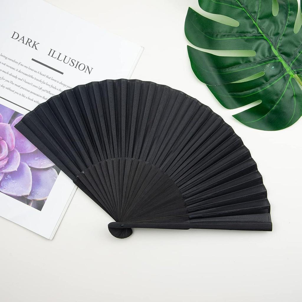 Hand Fan Black Foldable Hand Fan Black Pocket Fan Hand Folding Fan Chinese Fan for Summer Party Dancing Wedding Home Decorations