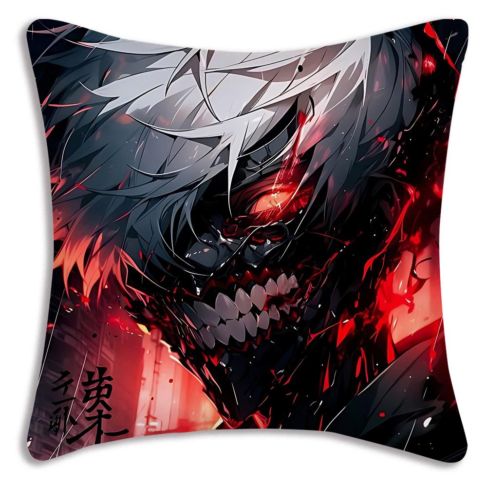 Anime For Tokyos Ghouls Pillow Covers Cartoon Sofa Decorative Home Double-sided Printing Short Plush Cute Cushion Cover