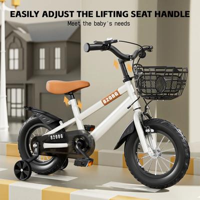 Vélo pour Enfants avec Roulettes Clignotantes Panier Large Double Frein pour Étudiant Garçons Filles Âges 2-12 Ans Anti-basculement
