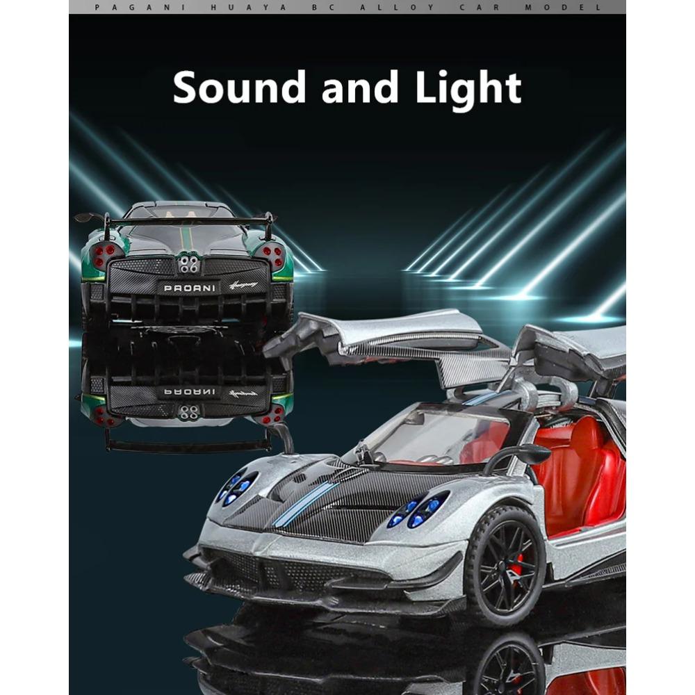 1/32 Pagani Huayra BC Alloy Sports Model Diecast Metal Racing Car Vehicles Model Simulation Sound Light Collection Kids Toy Gift