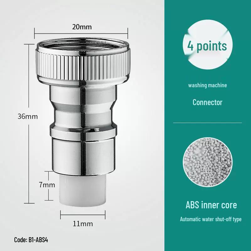 All-Copper Universal Washing Machine Faucet Adapter with Inlet Hose and 46-Point Stop Valve