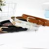 Women Faux Leather Belt Thin Waistband Decorative Waist Ornament for Jeans and Dresses Elegant Design with Gold Buckle