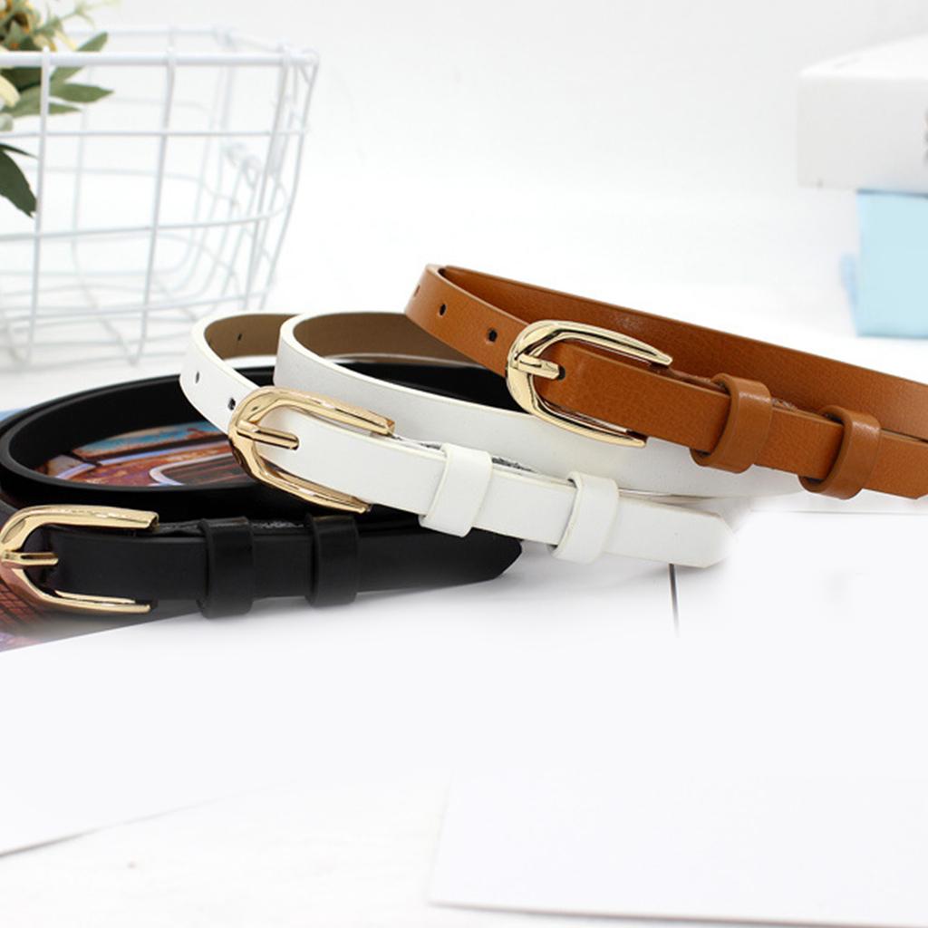 Women Faux Leather Belt Thin Waistband Decorative Waist Ornament for Jeans and Dresses Elegant Design with Gold Buckle