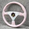 14Inch 350mm JDM Pink Leather Racing Steering Wheel Montecarlo Classic Sports Steering Wheel