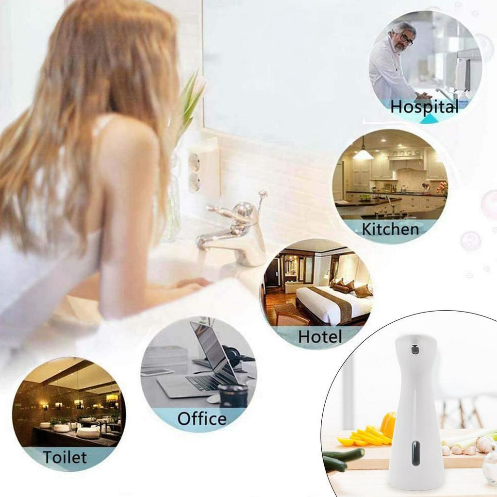 200ML Automatic Sensor Liquid Soap Dispensers Infrared Smart Sensor Touchless Sanitizer Dispenser for Kitchen Bathroom White White