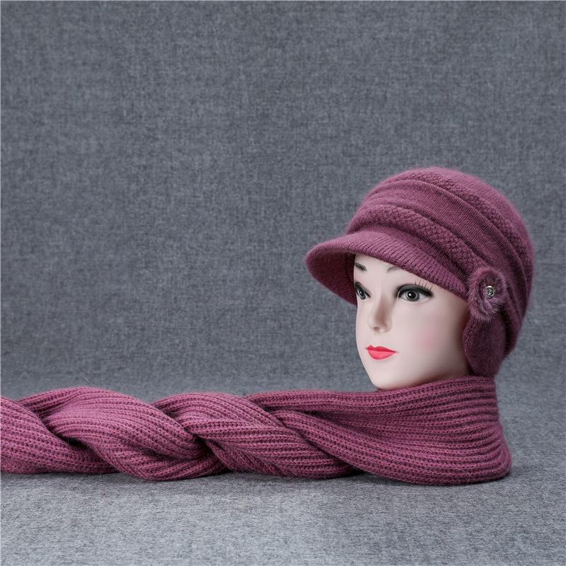 Hat Women's winter warm ear protection hat Old wool hat Cold-proof knitted hat