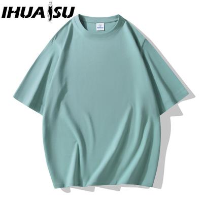 Camiseta de manga curta de algodão masculina, camisa solta de meia manga estampada, camisa compassiva