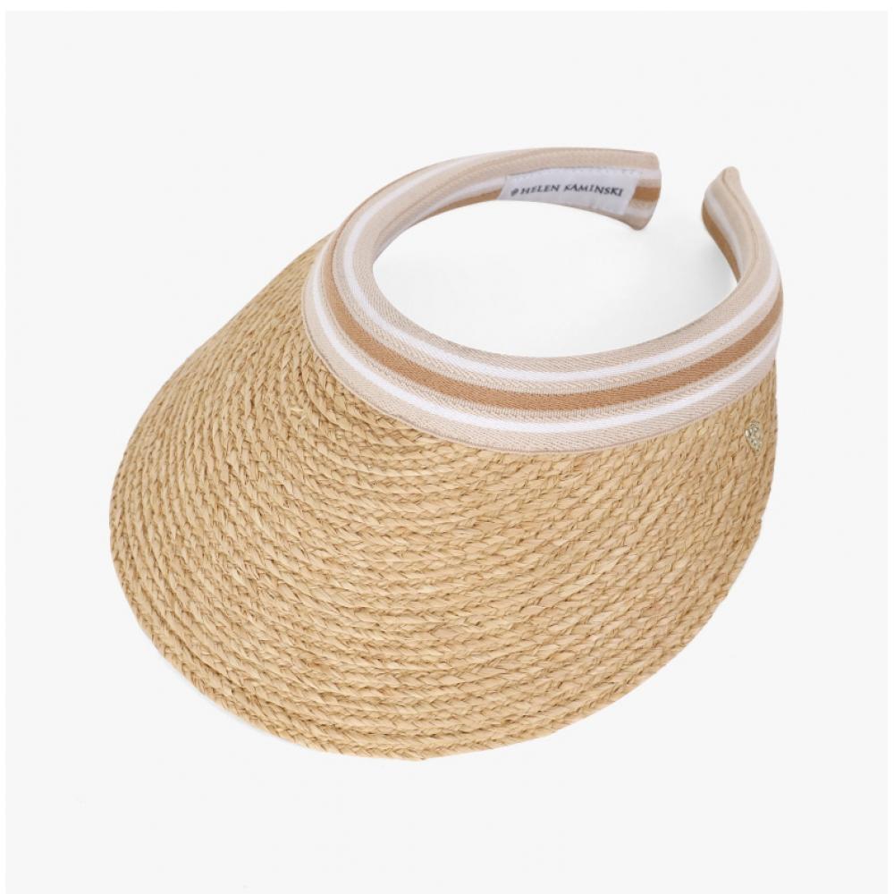 Helen Kaminski Hat50265 Ntnus Bianca Natural Nougat Stripe Visor Sun Cap