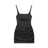 Women's Square Neck Sleeveless Mini Dress Slim Fit Side Ruched Solid Polyester Spaghetti Strap Club Bodycon Dress