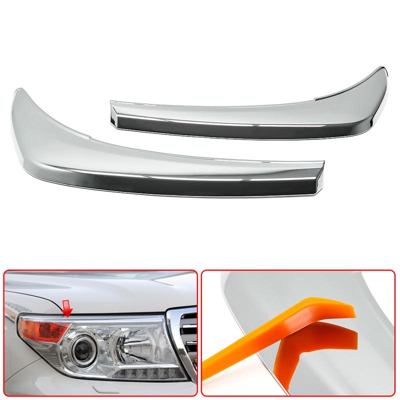 Car Styling ABS Chrome Headlight Eyebrow Eyelid Cover Trim Car Accessories For Toyota Land Cruiser FJ200 LC200 2015-