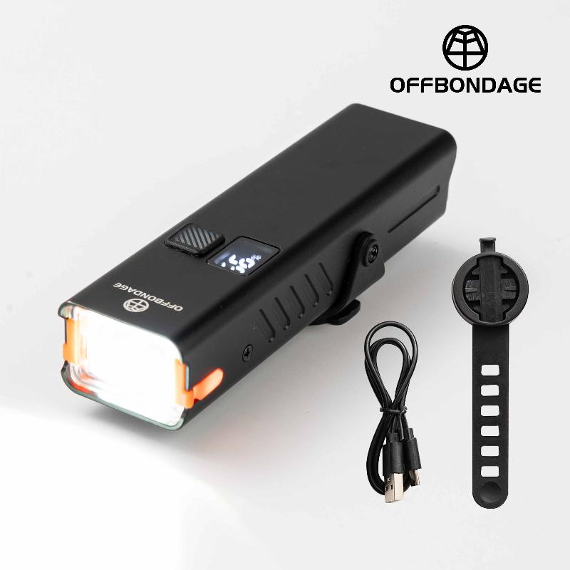 OFFBONDAGE Bicycle Headlight Aluminum Alloy Waterproof Bike Front Light Digital Display 2000mAh USB Rechargeable MTB Cycling Lam 7