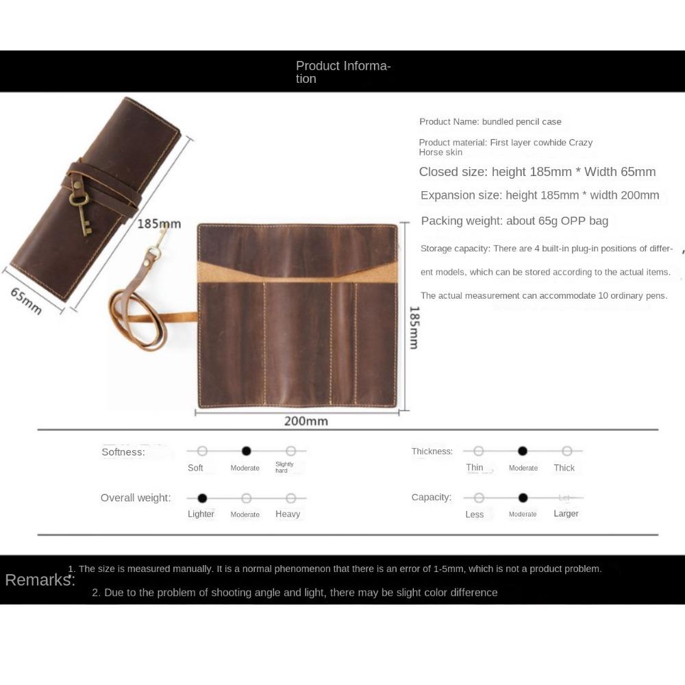 Tie Rope Genuine Leather Pencil Case Nature Cowhide Pen Protection Bag  Student Gift