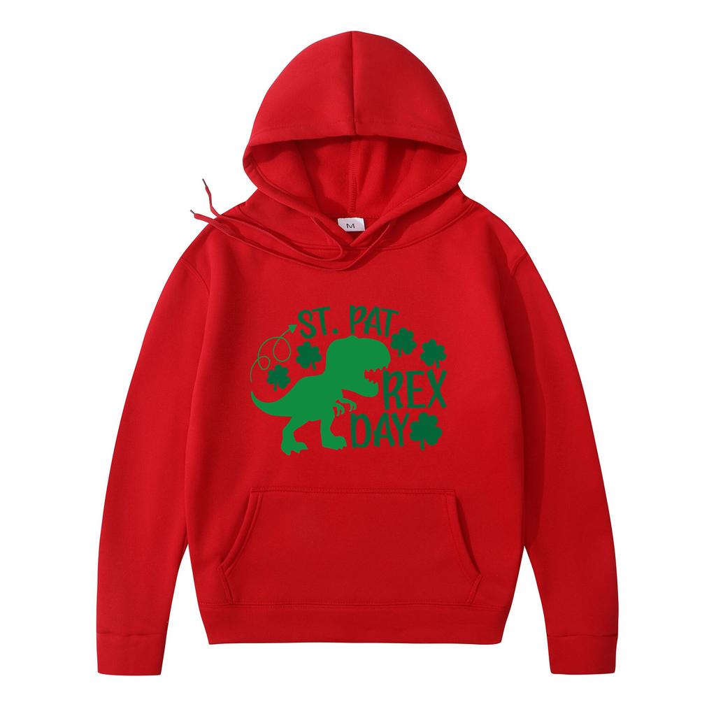2025 New Hooded Sweater Loose Letter Lucky Four-leaf Printed Coat Solid Color Kangaroo Pocket Drawstring College Style Joker Tops
